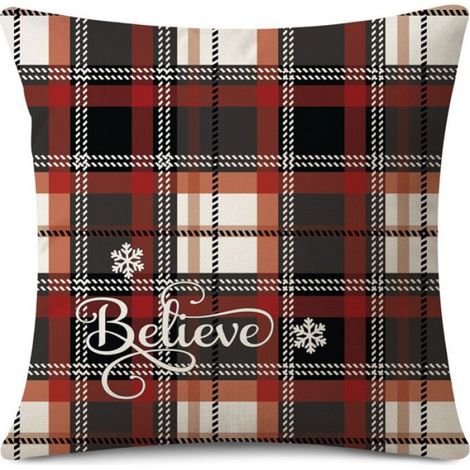 Housse De Coussin - 45x45 Cm - Noel - Bonhomme De Neige Sapin Plaid Boules - Pour Salon Chambre Canape Lit - Lot De 4 (1/5)