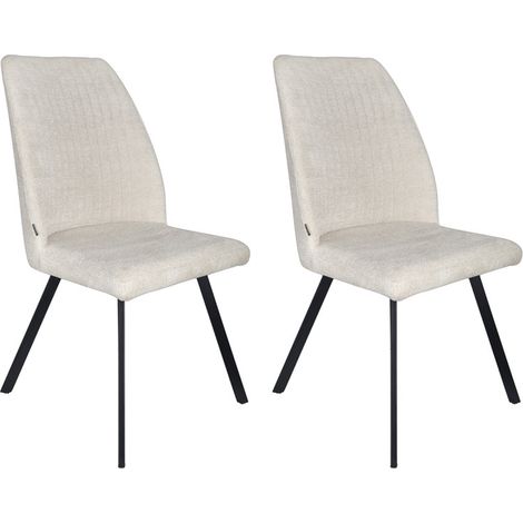 Lot 2 chaises en tissu beige doux et épais pieds métal noir - FUZO 2 (1/5)