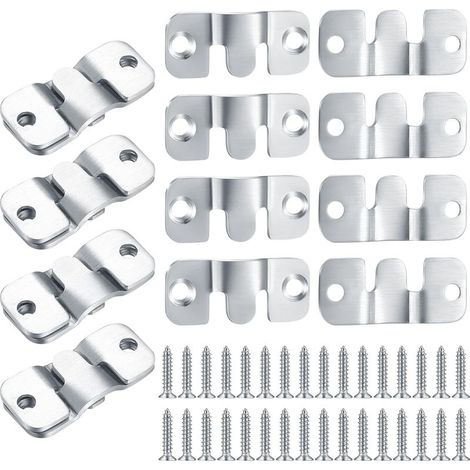 16 Pieces Concealed Flush Mount Brackets, Heavy Duty Interlocking Hanging Brackets, Furniture Connector, Stainless Steel Wall Hanging Hardware for Pictures, Mirrors, Image Display (1/5)