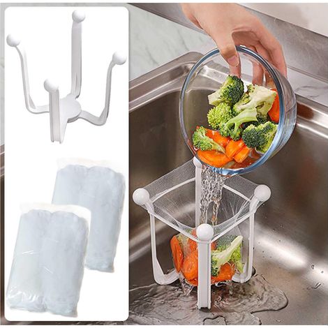 Lot de 100 filtres pour évier de cuisine avec panier et sacs filtrants en maille - Récupérateur de déchets alimentaires - Collecteur de déchets pour évier de cuisine (1/4)