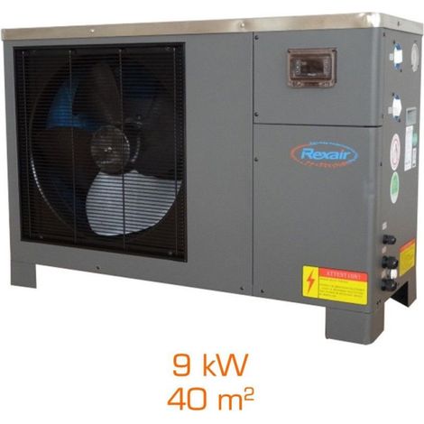 Pompe à chaleur réversible 9kW – Débit 3 m³/h – COP 4.5 – Plage d'utilisation -5 à 35°C – Fluide R410A – Niveau sonore 43 dB(A) – Rexair (1/3)