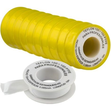 Cinta Teflón PTFE Blanca 12mm x 12m x 0.75mm, Pack 10 Uds