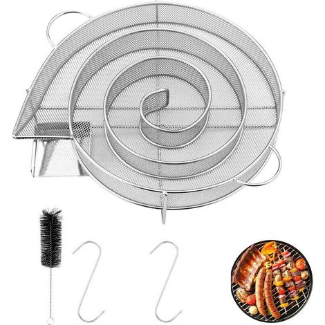 Générateur de fumée rond,acier inoxydable de haute qualité,Générateur de Fumee Froide Pour Fumoir avec brosse et crochet,fumoir à viande pour grills bouilloire,fumoirs et fours fumoirs,réutilisable (1/5)