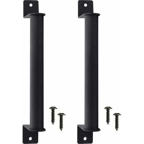 Sturdy Carbon Steel Sliding Barn Door Handles, Retro Style, Corrosion Resistant, Screws Included, for Sliding Doors and Cabinets - Black (1/5)