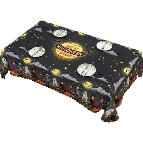 Holiday Halloween Tablecloth - Waterproof Table Cover with Banner Design  Halloween Decorations Tablecloth for Indoor Outdoor Home Kitchen Dining (1/5)
