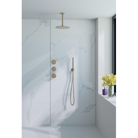 Fortifura Nebbio Ensemble de douche pluie - robinet encastré - élément encastré - coude de raccordement mural - flexible de douche lisse - douchette