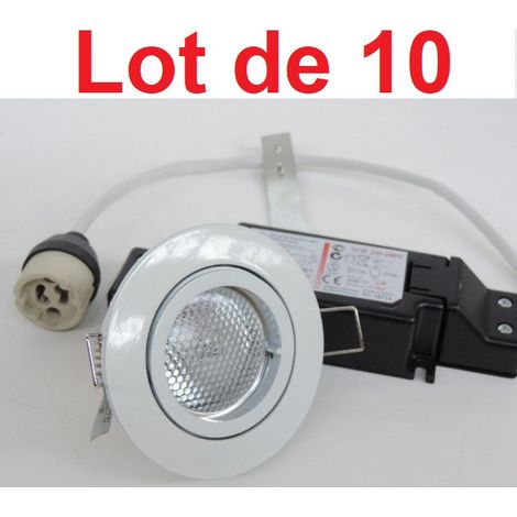 Lot de 10 spot iodure 35W orientable blanc Ø 82mm lampe CMH 4000K 2200lm GX10 variable ballast elec 230V IP20 THORN 96262292 (1/3)