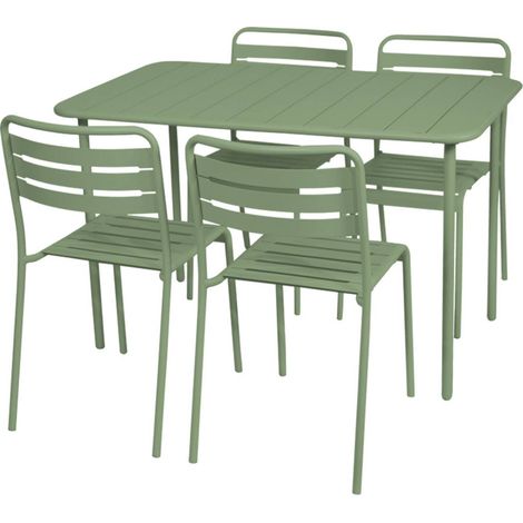 sweeek - Gartentisch + 4 Stühle aus Stahl
