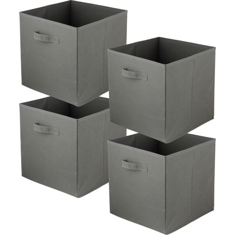 Boîte textile 31x31x31 gris foncé - Lot de 4