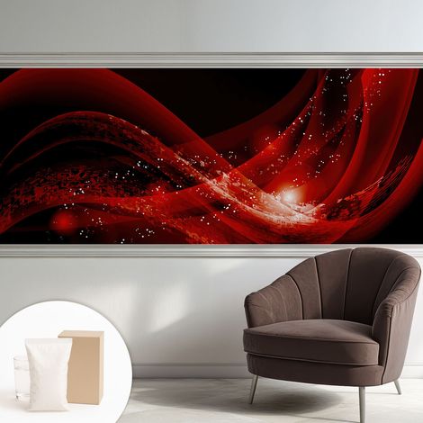 Papier peint intissé mural avec colle pour salon et chambre Décoration murale rapide - Colle incluse gratuite Tourbillon rouge 250x104 cm (1/5)