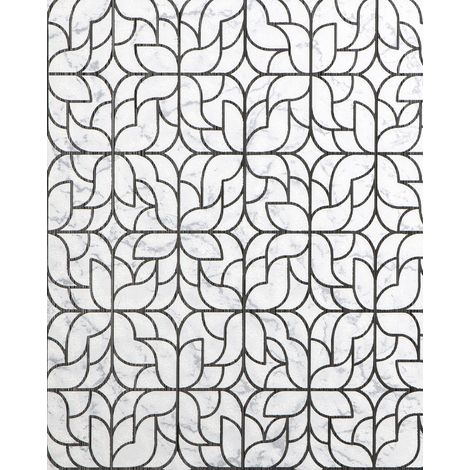Grafik Tapete EDEM 85074BR30 Tapete leicht strukturiert mit Ornamenten glänzend weiß hell-grau schwarz silber 5,33 m2