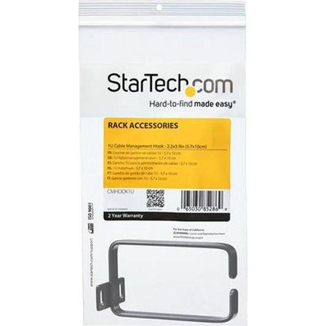 Startech CMHOOK1U crochet de gestion câble noir 5.7x10 cm