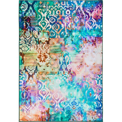 Alfombra tejida a mano estilo boho oriental estampado llamativo 140 x 200 cm multicolor Isvanta