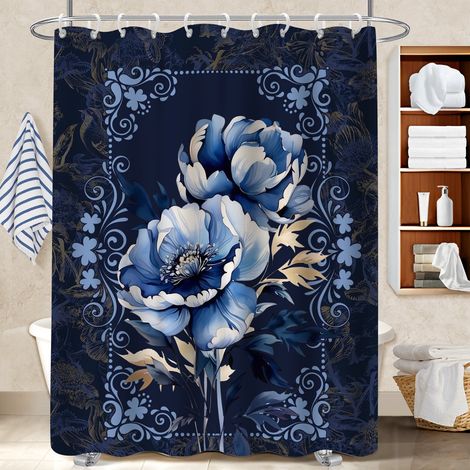 Rideau douche imperméable polyester 180x180 cocooning cache baignoire pour salle de bain (1/5)
