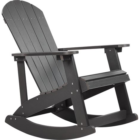 Silla mecedora gris oscuro de madera sintética resistente a la intemperie estilo moderno Adirondack