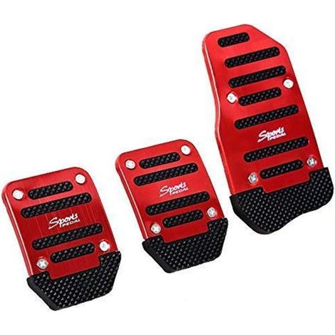 Auto Auto Aluminiumlegierung Anti-Rutsch Sport Kraftstoff Benzin Bremse Kupplung Bremsbeläge Pedale Auflageplatten Set, Rot (1/4)