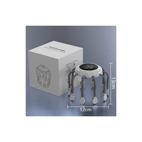 Appareil de massage de tête électrique KTS en forme de pieuvre : massage de la tête avec musique, 5 modes, 14 points de contact par vibration et luminothérapie rouge pour la relaxation et le soulageme