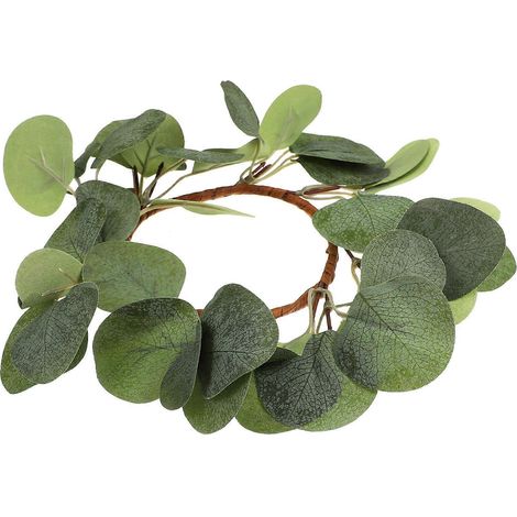 Couronne artificielle de 3 pièces avec anneau de bougie vert élégant, accessoire décoratif pour embellir votre intérieur. (1/5)