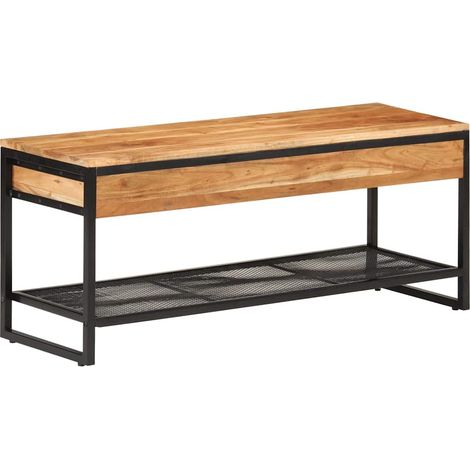 Schuhbank 110x35x45 cm Massivholz Akazie und Eisen (1/5)