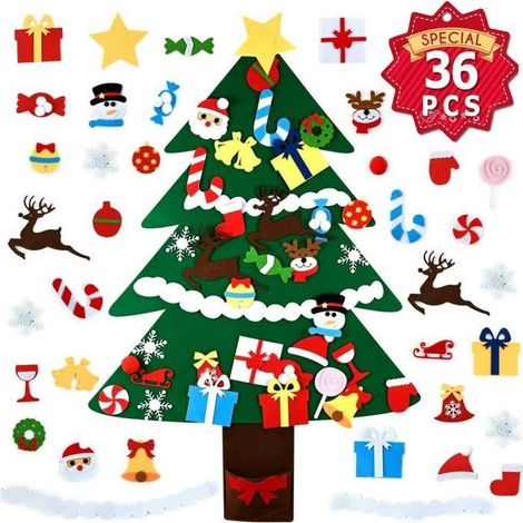 Sapin De Noël en Feutrine - Décoration de Noël - 36pcs - Multicolore - DIY - Cadeaux Christmas Enfants (1/4)