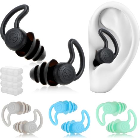 Tapones de natación para adultos, 4 pares de tapones de silicona suave, impermeables y reutilizables, protección auditiva para nadar, ducharse, surfear, bucear y practicar deportes acuáticos.