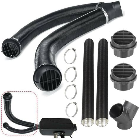 Kit de 9 tuyaux de conduit de chauffage diesel, conduit d'air de 75 mm / 3 pouces, tube de sortie d'air flexible pour chauffage de stationnement de voiture, camion, camping-car (1/5)
