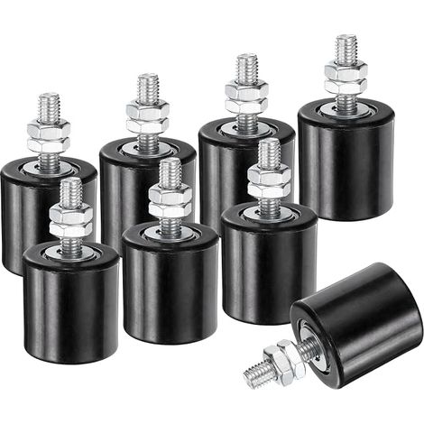 8pcs Galet Guide pour Portail Coulissant 42x44mm, M10 Roulette Nylon Guide au Sol pour Porte Grange Coulissante, Roue Universel avec Roulement à Billes Scellé pour Portail, Noir (1/5)