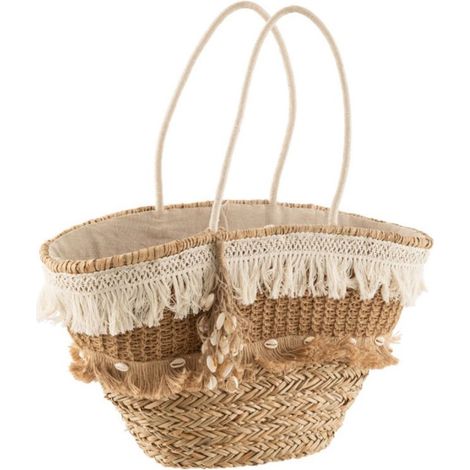 Paris Prix - Panier De Plage Rotin coquillages 48cm Naturel (1/3)