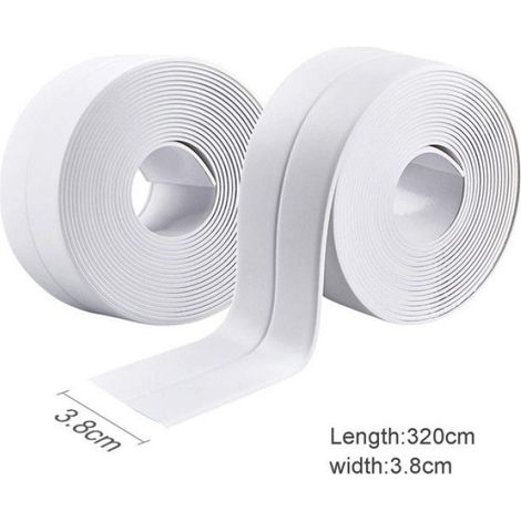 Tape d'étanchéité auto-agrippante 2 rouleaux résistante à l'eau et à la moisissure pour salles de bain cuisines joints carrelage (1/2)