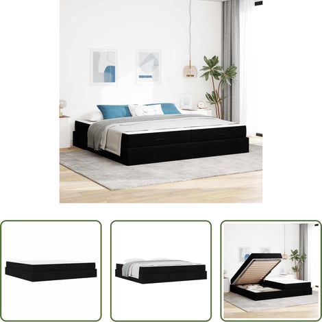 Matelas en mousse -  Cadre de lit avec matelas avec matelas 2 pcs Noir tissu (1/5)