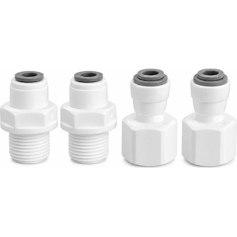 4 Pièces Raccords Rapides Eau Push, Adaptateur 1/4 vers 3/8 Pouce (1/5)