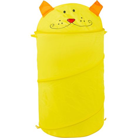858000 Cesta juguetes plegable con estructura metálica 80x40cm motivo animales Color: Amarillo