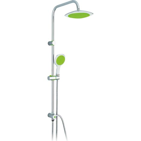 Doccia mix flower verde saliscendi cromato Ø20 doccetta Ø12 110cm (1/4)