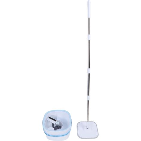 Serpillière rotative avec seau double réservoir eau propre/sale, essorage rotatif, tête carrée pivotante 360° pour sols bois carrelage marbre (1/5)