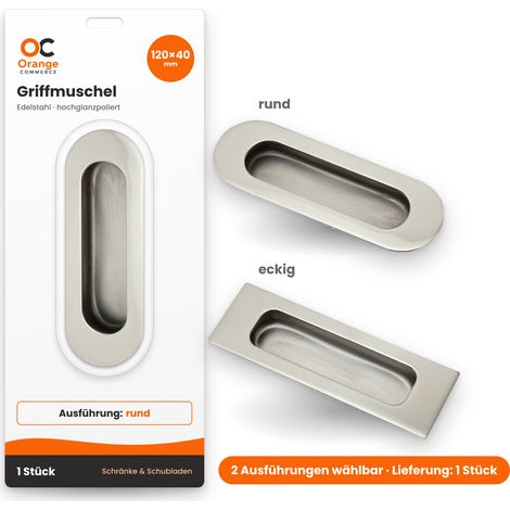 Edelstahl Griffmuschel hochglanzpoliert Griffmulde Muschelgriff Möbelgriff Chrom (1/5)
