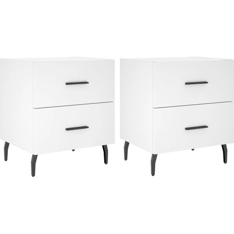 vidaXL Comodini 2 pz Bianchi 40x35x47,5 cm in Legno Multistrato (1/5)