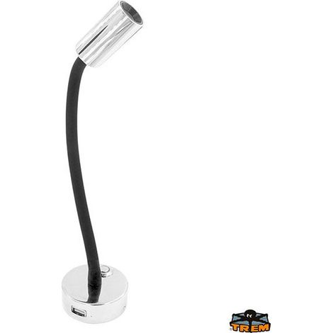 Liseuse LED AURORA 12/24 V avec port USB 3.0 - TREM - sans variateur