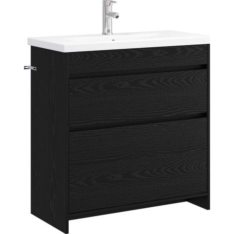 Bathroom Furniture Set Black Oak 81 x 40 x 84.5 cm vidaXL
