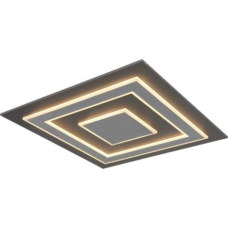 Plafonnier LED Salon Plafonnier Panneau Structure, MDF plastique métal, 50W 1900lm blanc chaud, LxlxH 60x60x4,6 cm