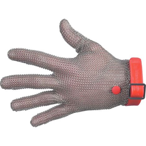 Louis Tellier N3091 - Guanto in maglia d'acciaio, protezione da tagli, taglia M, colore: rosso