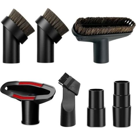 7 Pièces Accessoire et Adaptateur de Brosse à Vide 1 25 Pouces Brosse Ronde en Crin de Cheval Doux Outil de Rembourrage de Brosse (1/5)