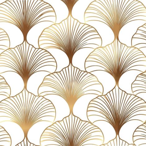 Papier Peint Blanc Avec Fleur Dorée Ginkgo 44.5cmx200cm Vinyle Adhesif Meuble Or Motif Stickers Papier Peint Adhesif Mural Pour Chambre Salon Salle De Bain Impermeable Adhésif Pour Meuble (1/5)