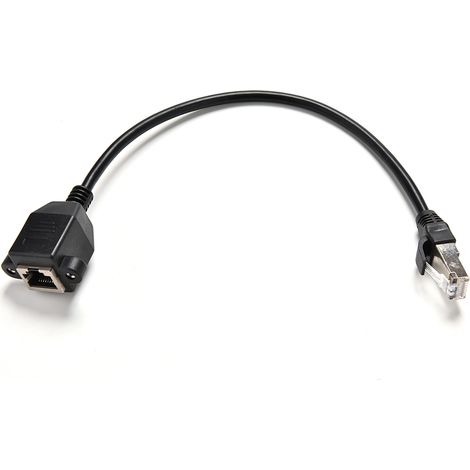Connecteur RJ45 mâle/femelle 30 cm (1 pied) pour montage sur panneau, Ethernet LAN, noir, pour connexion Internet (1/5)