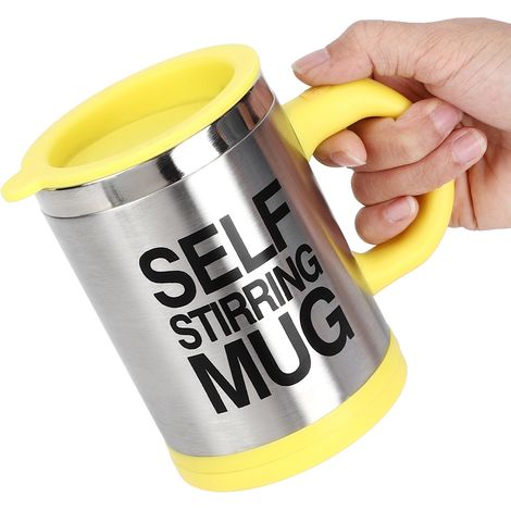 Automatischer elektrischer Kaffeebecher aus Edelstahl, 400 ml, gelb (1/5)