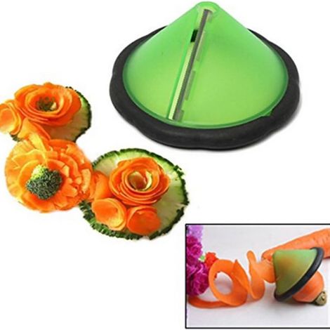 Éplucheur et râpe à carottes 2 en 1, coupe-légumes et fruits en spirale, outil de décoration de cuisine (1/5)