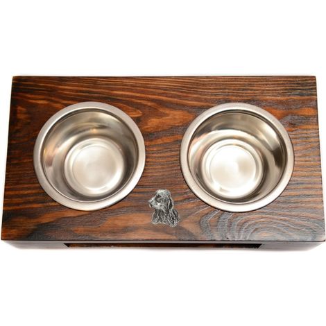 Cocker Spaniel Inglese - supporto in legno con ciotole per cani, ciotole in acciaio per cani, un regalo per l'adozione di un cane di Art-Dog (1/5)