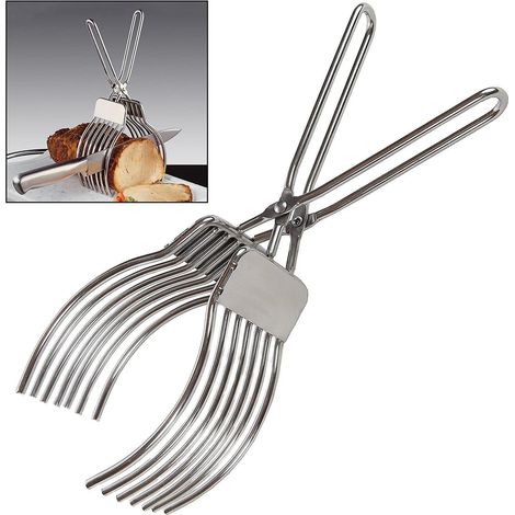 Pince à découper le rôti de boeuf en acier inoxydable, la viande, le pain, l'oignon (1/4)