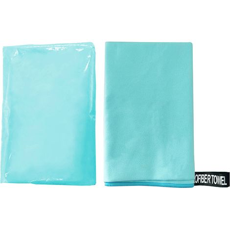 Serviette Microfibre Séchage Rapide Double Face 76x152 cm – Serviette Sport Fitness Portable pour Yoga et Natation, Bleu Clair-x