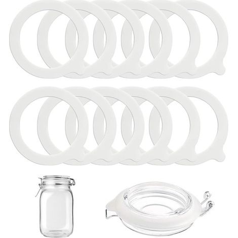 12 juntas de goma de silicona de repuesto,95 x 73 mm,anillos de goma para conservas,tarros de conservas,tarros de conservas (1/5)