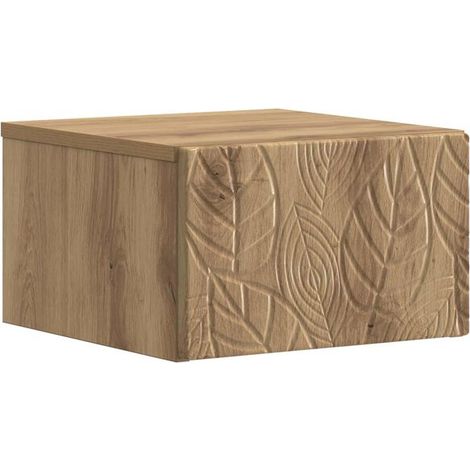 Table d'appoint murale en chêne massif fait main, étagère flottante gain de place 34,5 x 33 x 20 cm pour salon entrée (1/5)